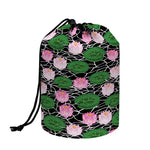 Lotus Flower And Leaf Pattern Print Drawstring Makeup Bag