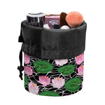 Lotus Flower And Leaf Pattern Print Drawstring Makeup Bag