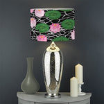 Lotus Flower And Leaf Pattern Print Drum Lamp Shade