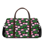 Lotus Flower And Leaf Pattern Print Duffle Bag