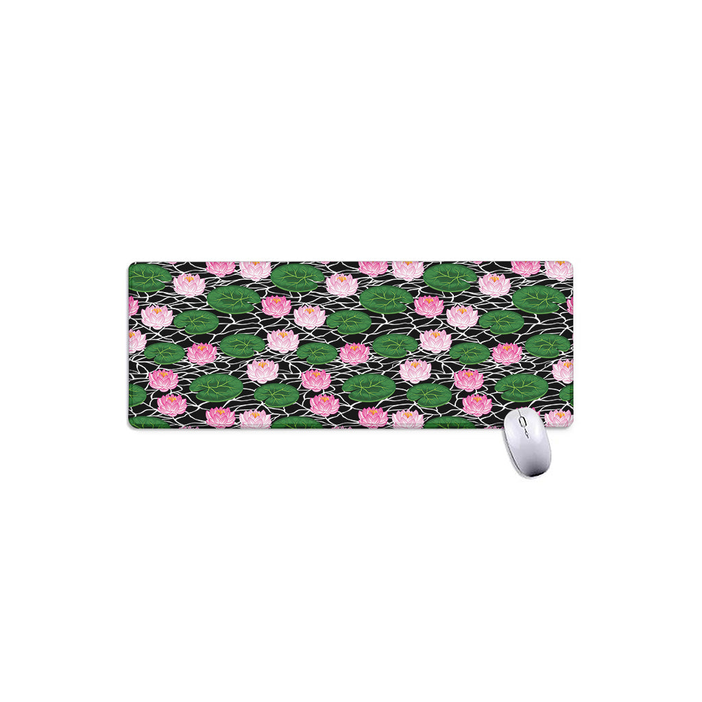 Lotus Flower And Leaf Pattern Print Extended Mouse Pad