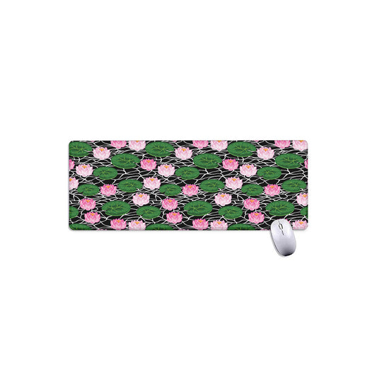 Lotus Flower And Leaf Pattern Print Extended Mouse Pad