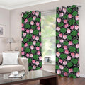 Lotus Flower And Leaf Pattern Print Extra Wide Grommet Curtains