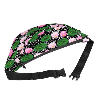Lotus Flower And Leaf Pattern Print Fanny Pack
