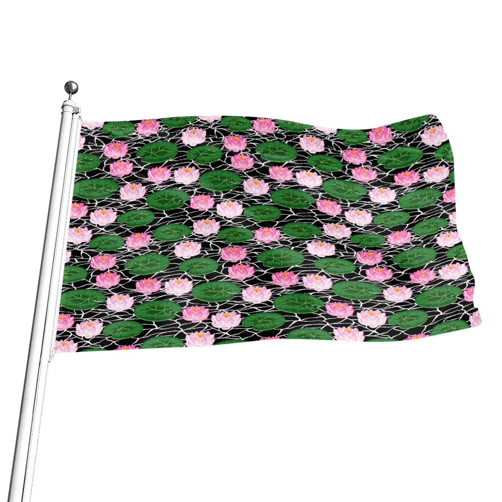 Lotus Flower And Leaf Pattern Print Flag