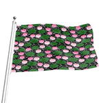 Lotus Flower And Leaf Pattern Print Flag
