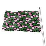 Lotus Flower And Leaf Pattern Print Flag