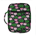 Lotus Flower And Leaf Pattern Print Front Pocket Bible Bag