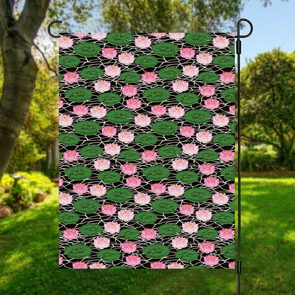 Lotus Flower And Leaf Pattern Print Garden Flag