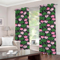 Lotus Flower And Leaf Pattern Print Grommet Curtains