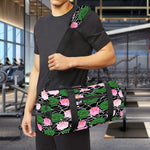 Lotus Flower And Leaf Pattern Print Gym Bag