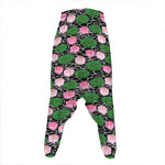 Lotus Flower And Leaf Pattern Print Hammer Pants