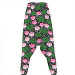 Lotus Flower And Leaf Pattern Print Hammer Pants