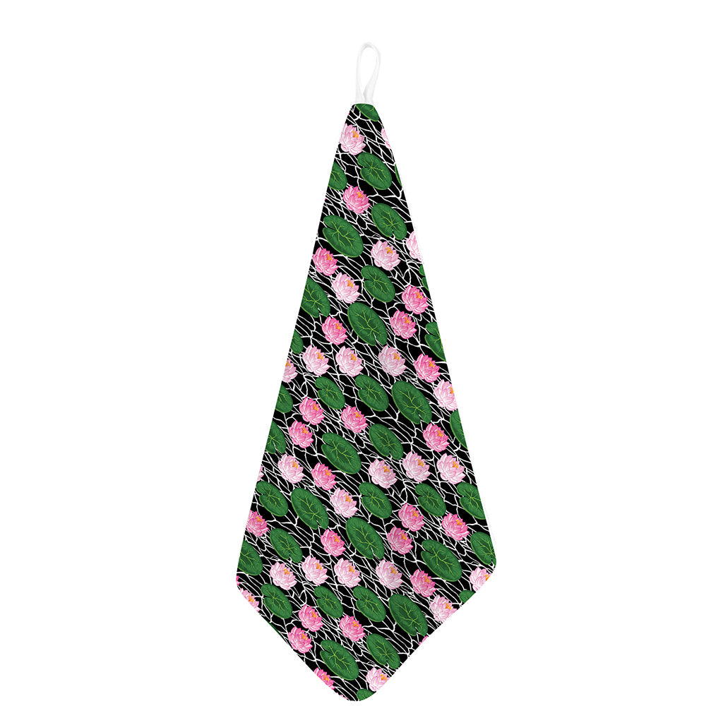 Lotus Flower And Leaf Pattern Print Hand Towel