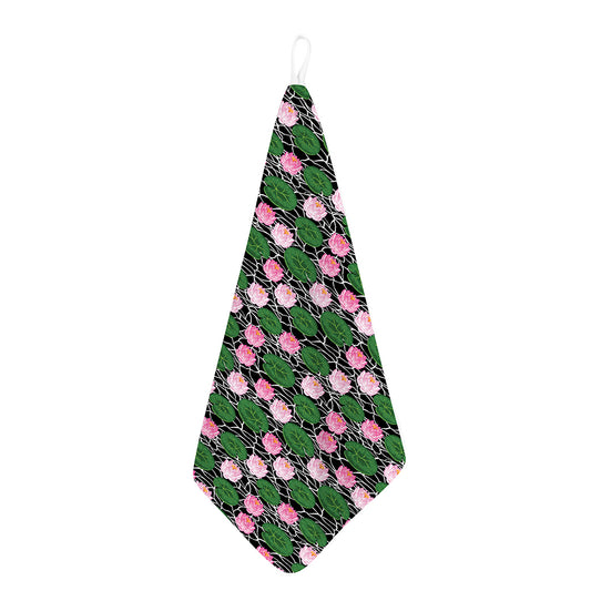 Lotus Flower And Leaf Pattern Print Hand Towel