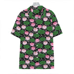 Lotus Flower And Leaf Pattern Print Hawaiian Shirt