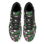 Lotus Flower And Leaf Pattern Print High Top Leather Sneakers