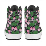 Lotus Flower And Leaf Pattern Print High Top Leather Sneakers