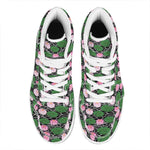 Lotus Flower And Leaf Pattern Print High Top Leather Sneakers