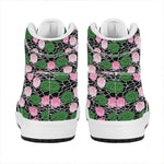 Lotus Flower And Leaf Pattern Print High Top Leather Sneakers