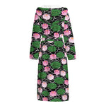 Lotus Flower And Leaf Pattern Print Hooded Bathrobe