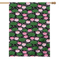 Lotus Flower And Leaf Pattern Print House Flag