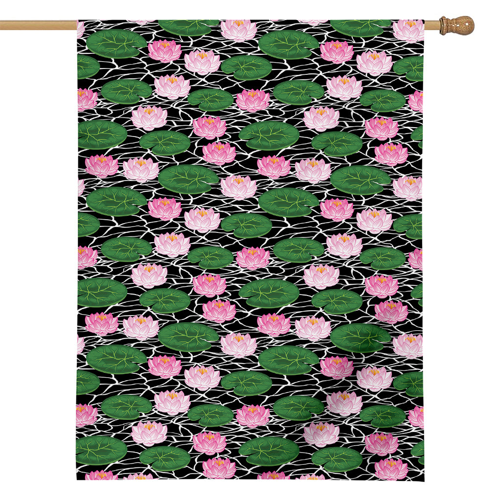 Lotus Flower And Leaf Pattern Print House Flag