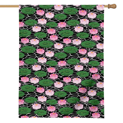 Lotus Flower And Leaf Pattern Print House Flag