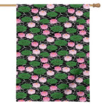 Lotus Flower And Leaf Pattern Print House Flag