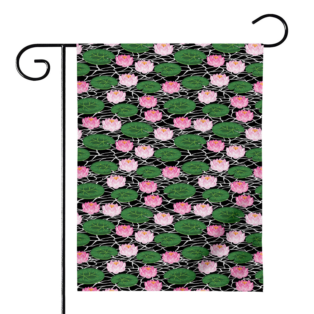 Lotus Flower And Leaf Pattern Print House Flag