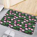 Lotus Flower And Leaf Pattern Print Indoor Door Mat
