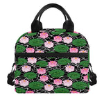 Lotus Flower And Leaf Pattern Print Insulated Lunch Bag
