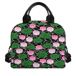 Lotus Flower And Leaf Pattern Print Insulated Lunch Bag