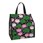 Lotus Flower And Leaf Pattern Print Insulated Lunch Tote
