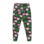 Lotus Flower And Leaf Pattern Print Jogger Pants