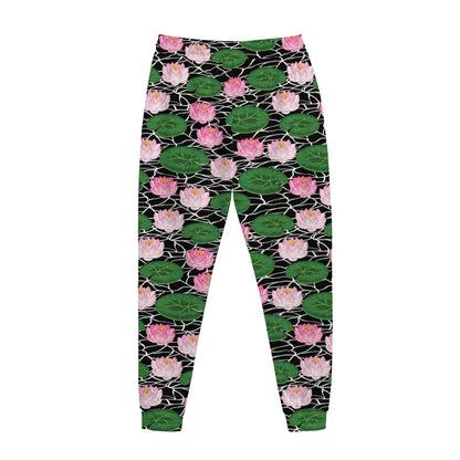 Lotus Flower And Leaf Pattern Print Jogger Pants