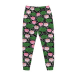 Lotus Flower And Leaf Pattern Print Jogger Pants