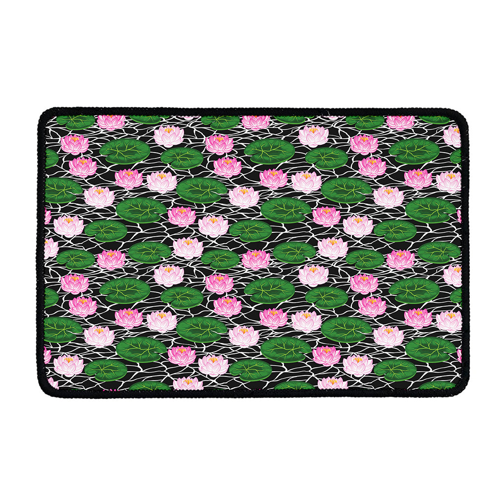 Lotus Flower And Leaf Pattern Print Kitchen Mat