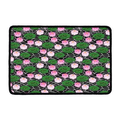 Lotus Flower And Leaf Pattern Print Kitchen Mat