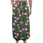 Lotus Flower And Leaf Pattern Print Lantern Pants
