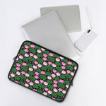 Lotus Flower And Leaf Pattern Print Laptop Sleeve