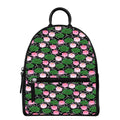 Lotus Flower And Leaf Pattern Print Leather Backpack