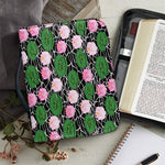Lotus Flower And Leaf Pattern Print Leather Bible Cover