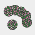 Lotus Flower And Leaf Pattern Print Leather Coaster Set
