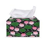 Lotus Flower And Leaf Pattern Print Leather Tissue Box Cover