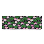Lotus Flower And Leaf Pattern Print Long Kitchen Mat