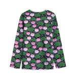 Lotus Flower And Leaf Pattern Print Long Sleeve Short Coat