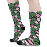 Lotus Flower And Leaf Pattern Print Long Socks