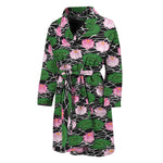 Lotus Flower And Leaf Pattern Print Men's Bathrobe