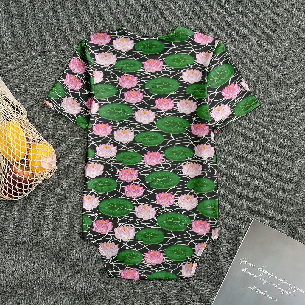 Lotus Flower And Leaf Pattern Print Men's Bodysuit